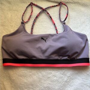 Puma Women's Gray Sports Bra with Pink Accents
